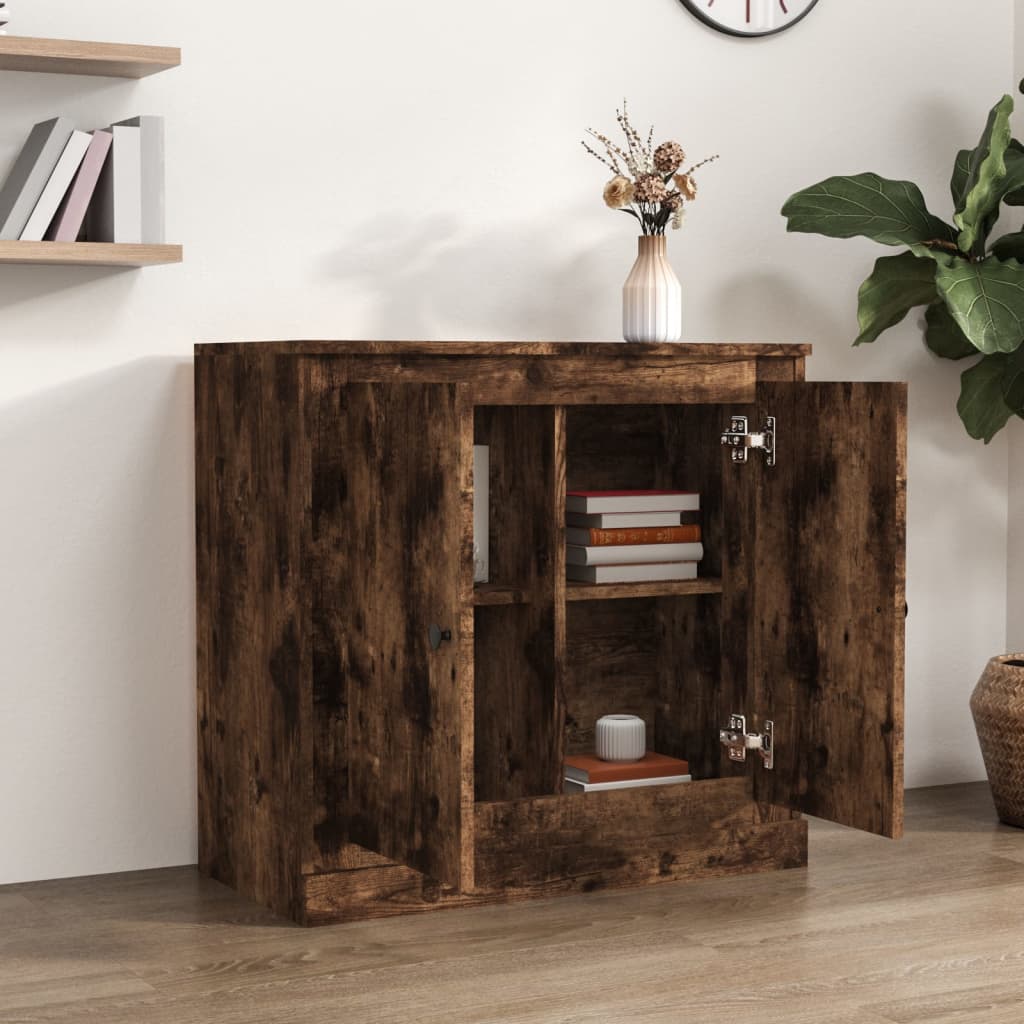 skænk 70x35,5x67,5 cm konstrueret træ røget egetræsfarve