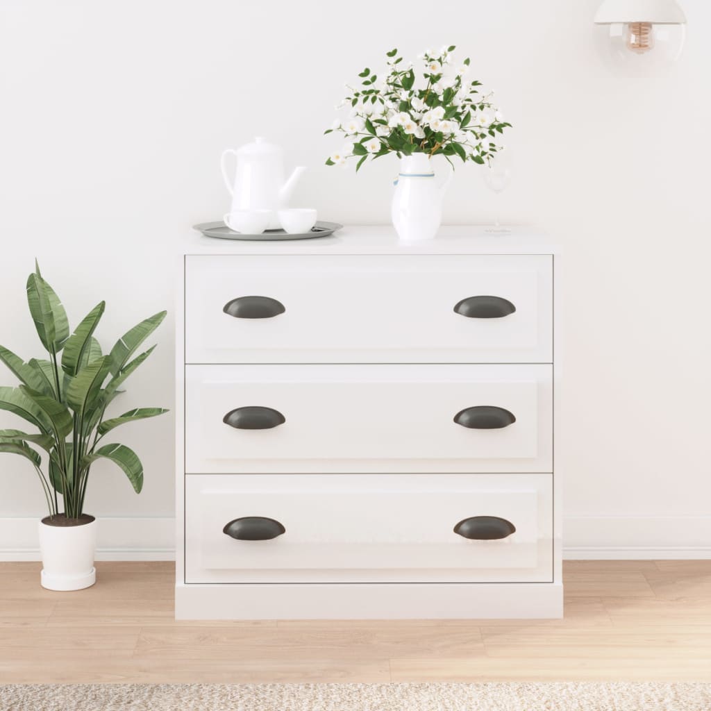 skænk 70x35,5x67,5 cm konstrueret træ hvid højglans