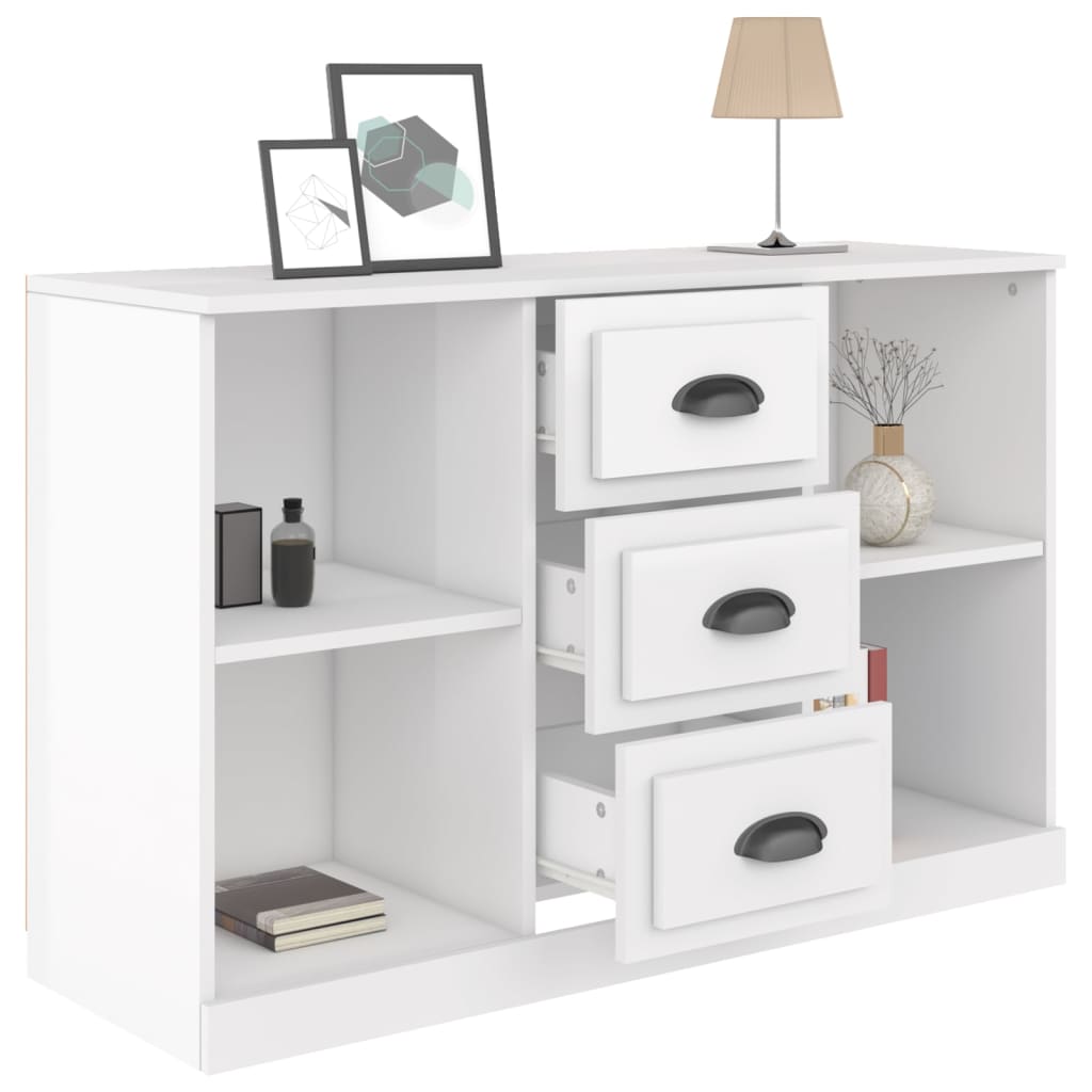 skænk 104,5x35,5x67,5 cm konstrueret træ hvid højglans