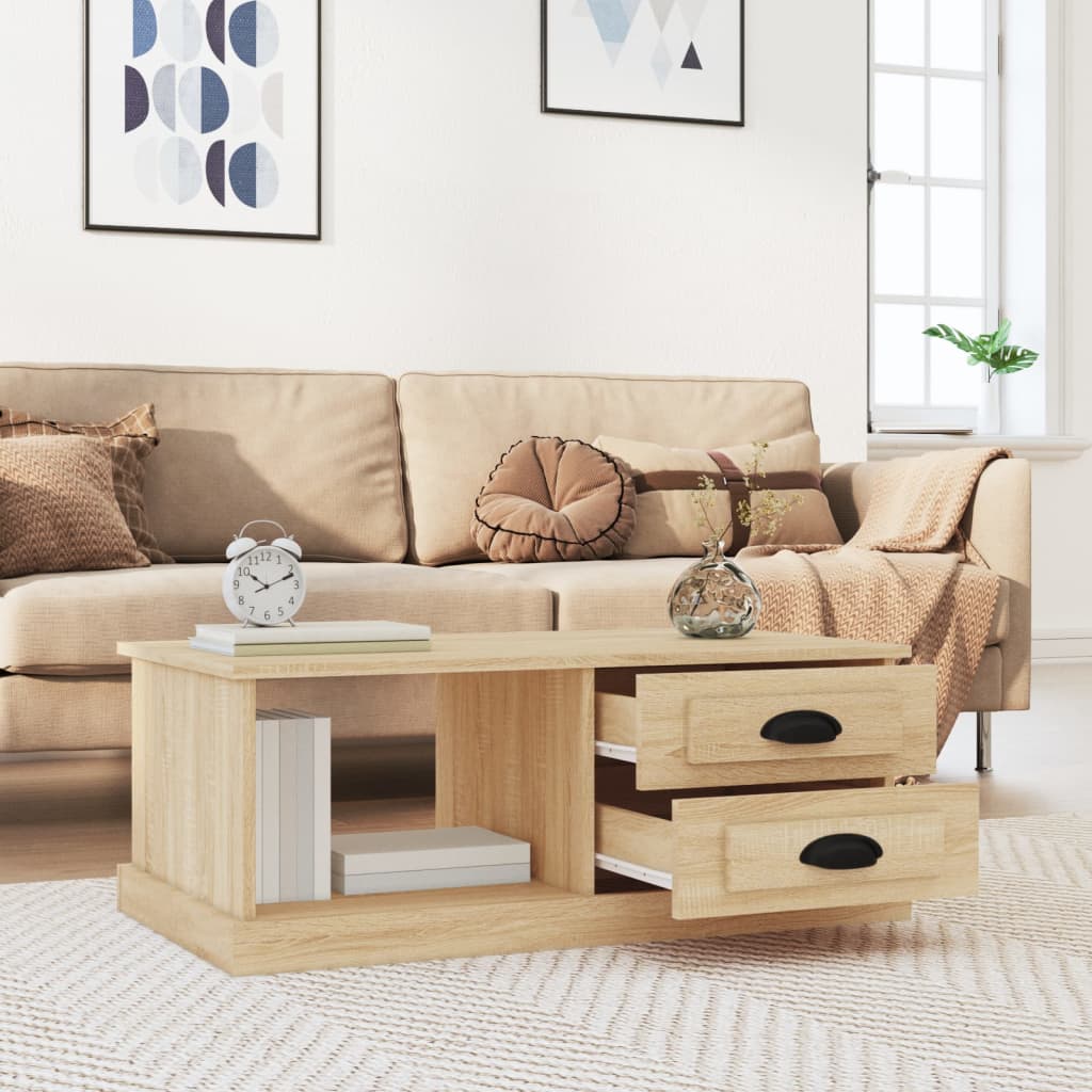 sofabord 90x50x35 cm konstrueret træ sonoma-eg