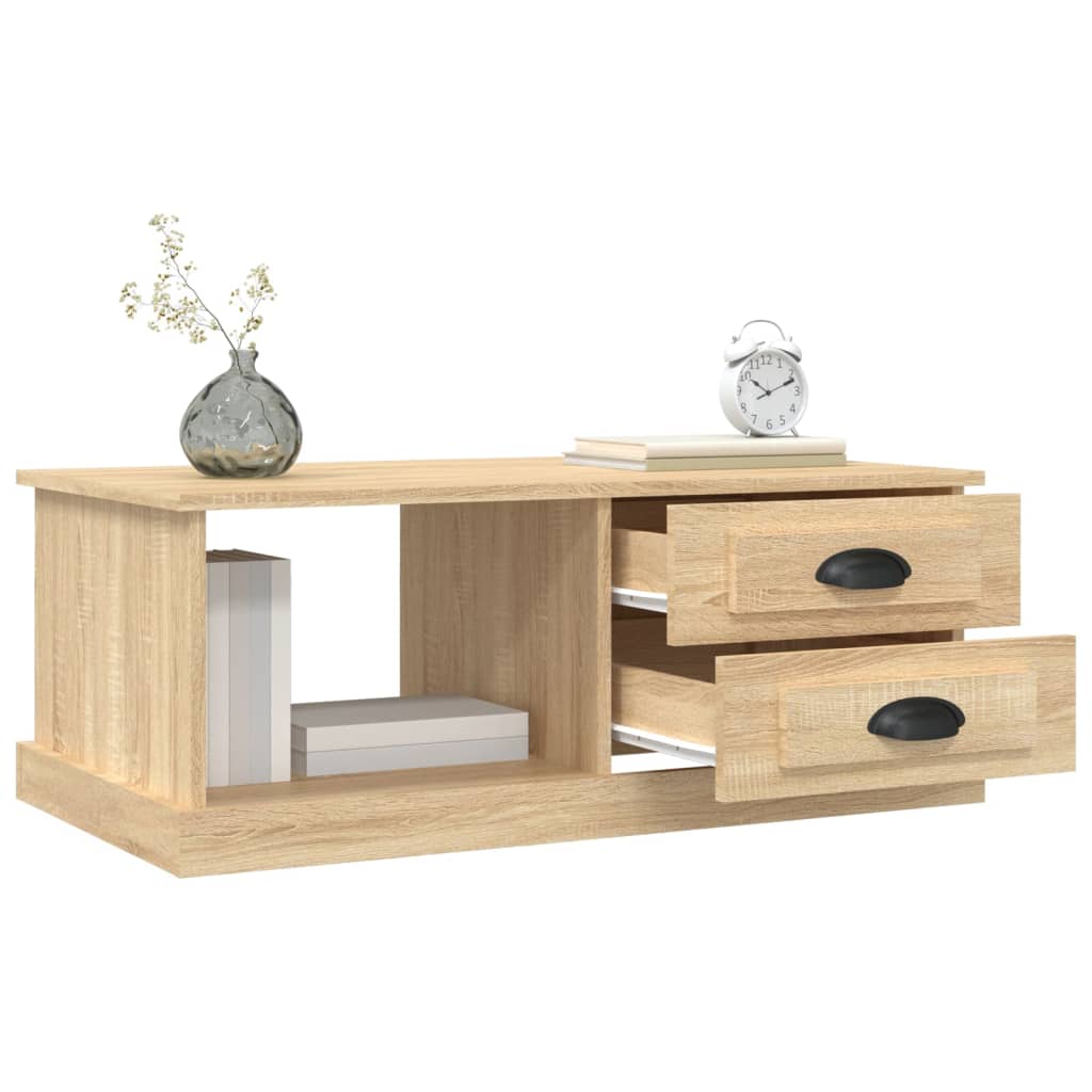 sofabord 90x50x35 cm konstrueret træ sonoma-eg