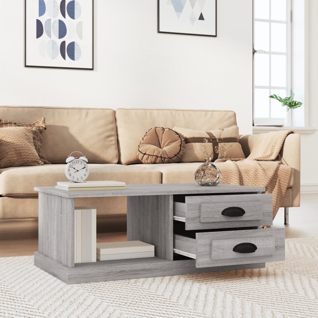 sofabord 90x50x35 cm konstrueret træ grå sonoma-eg