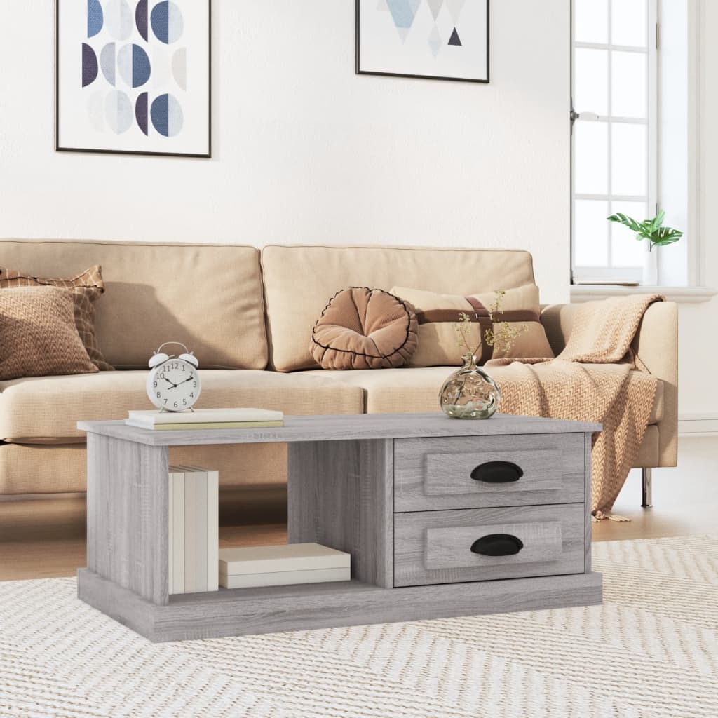 sofabord 90x50x35 cm konstrueret træ grå sonoma-eg