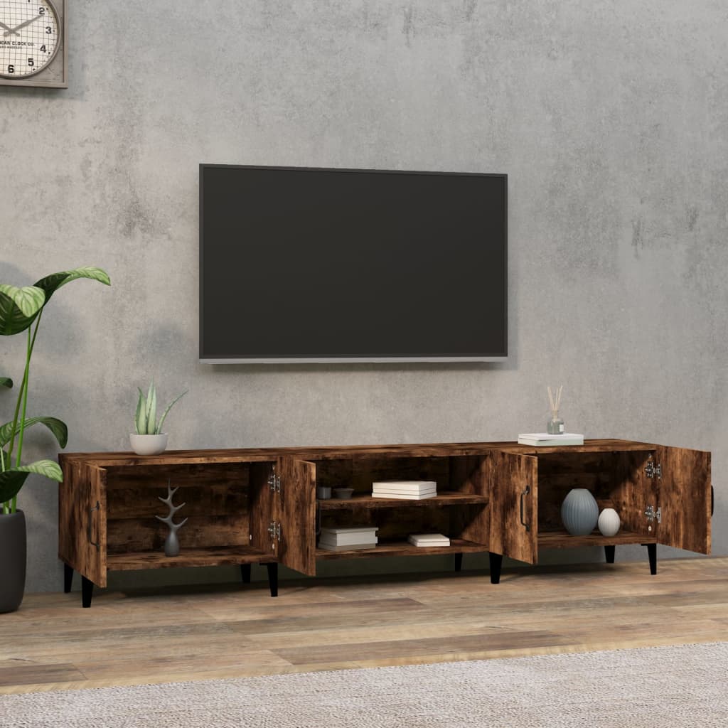 tv-bord 180x31,5x40 cm konstrueret træ røget egetræsfarve