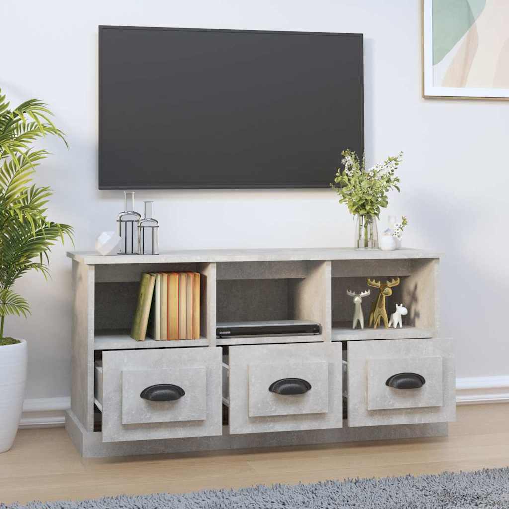 tv-bord 100x35x50 cm konstrueret træ betongrå