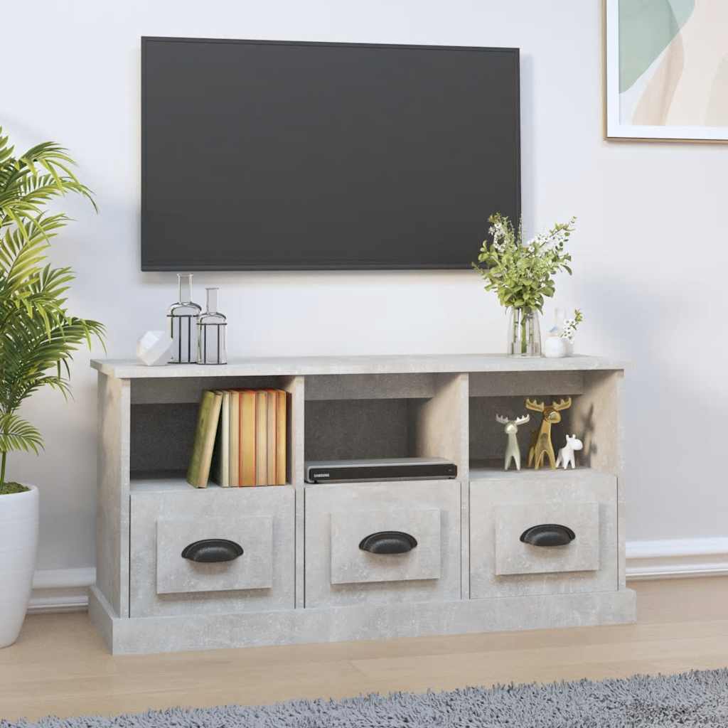 tv-bord 100x35x50 cm konstrueret træ betongrå