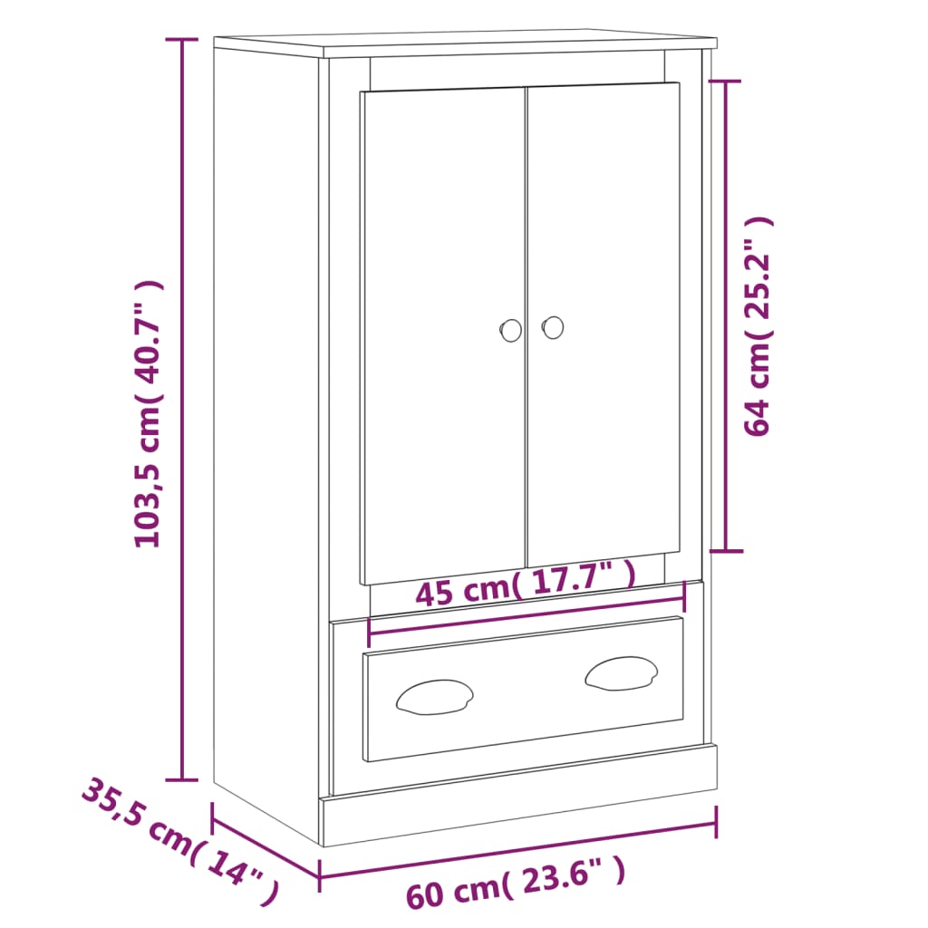 skænk 60x35,5x103,5 cm konstrueret træ sonoma-eg