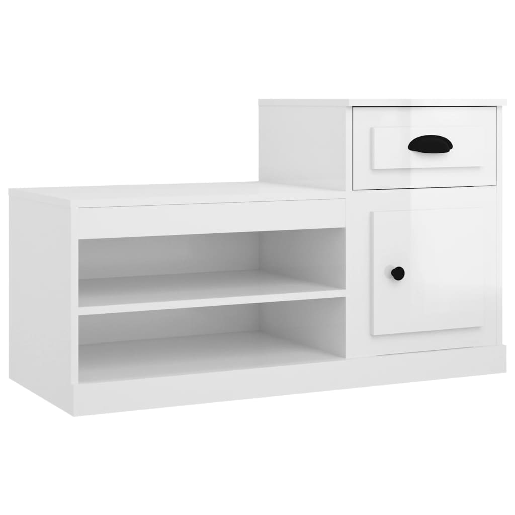 skoreol 100x42x60 cm konstrueret træ hvid højglans