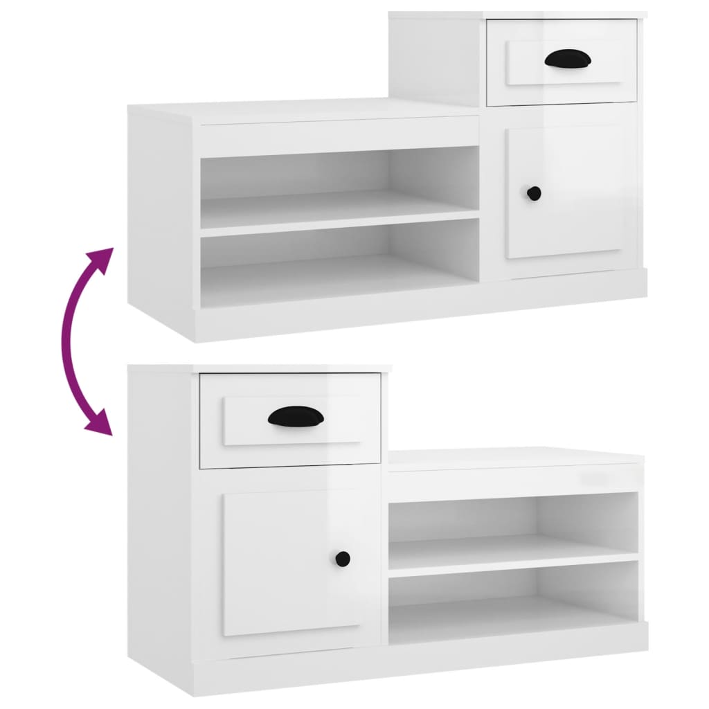 skoreol 100x42x60 cm konstrueret træ hvid højglans