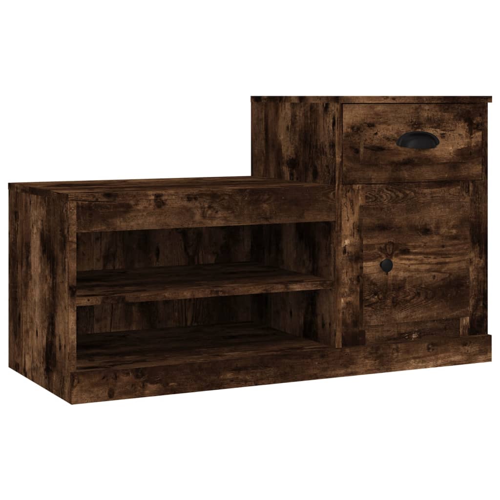 skoskab 100x42x60 cm konstrueret træ røget egetræsfarve