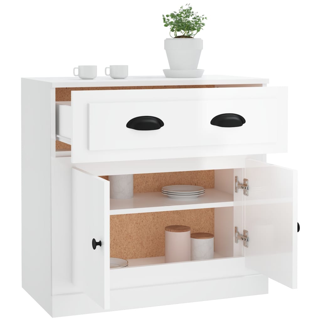 skænk 70x35,5x67,5 cm konstrueret træ hvid højglans
