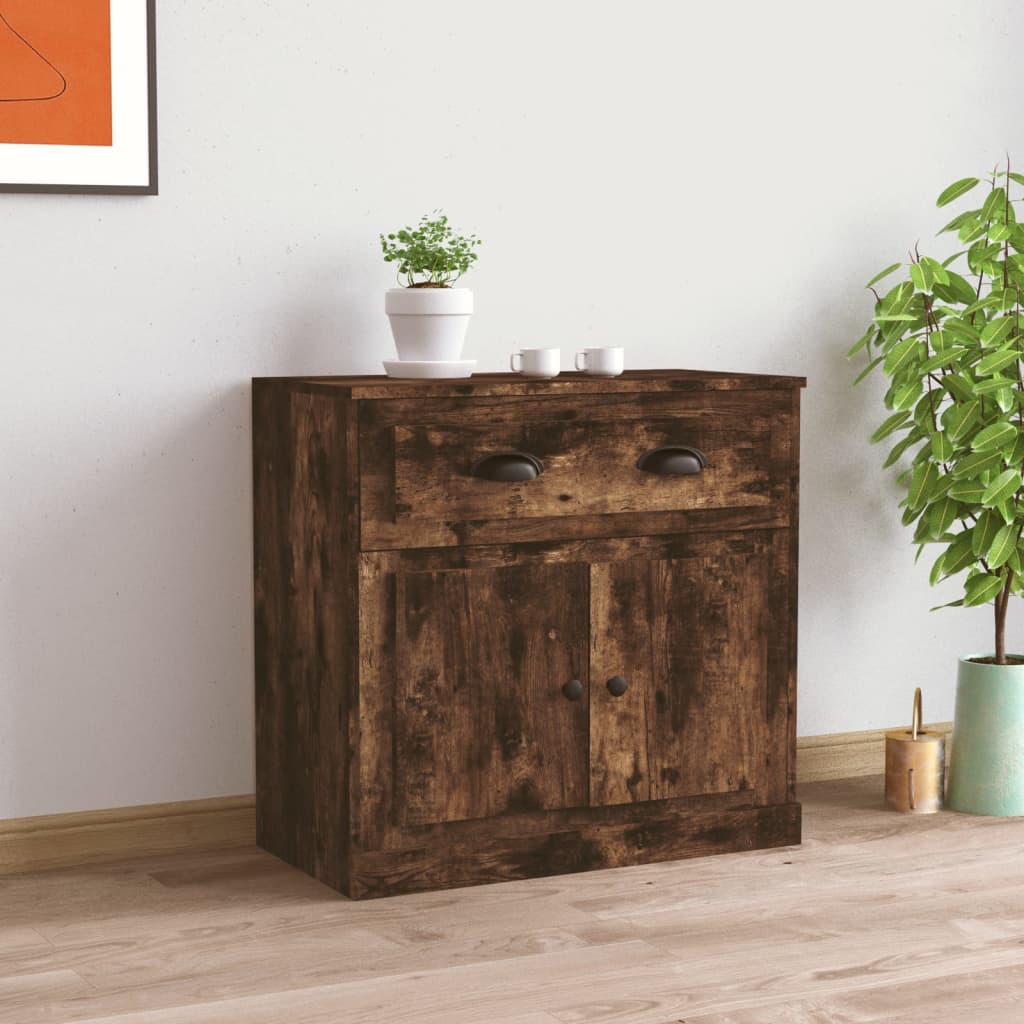skænk 70x35,5x67,5 cm konstrueret træ røget egetræsfarve