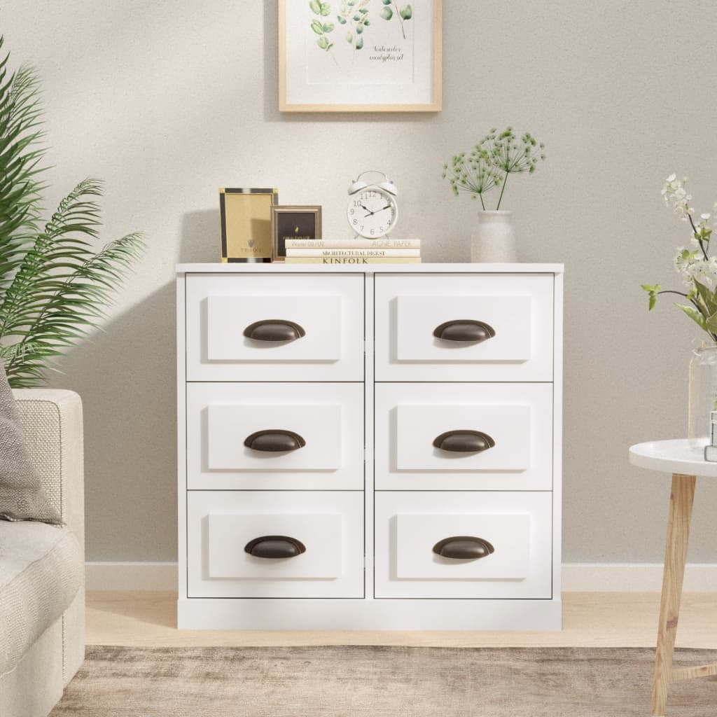 skænk 70x35,5x67,5 cm konstrueret træ hvid højglans