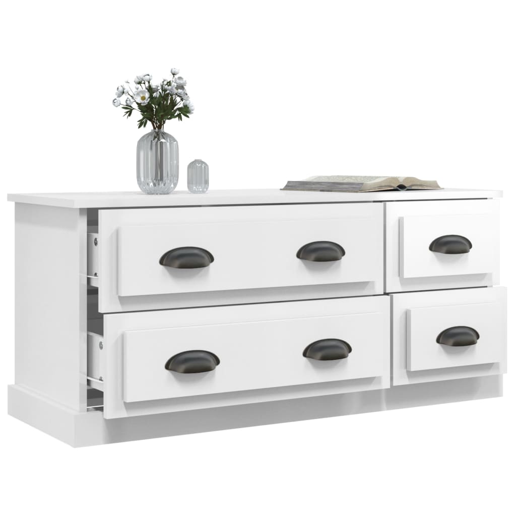 tv-bord 100x35,5x45 cm konstrueret træ hvid højglans