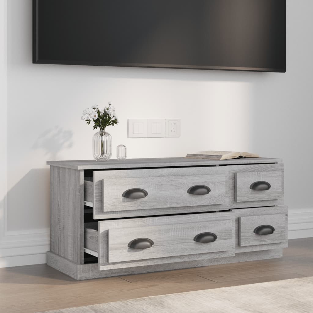 tv-bord 100x35,5x45 cm konstrueret træ grå sonoma-eg