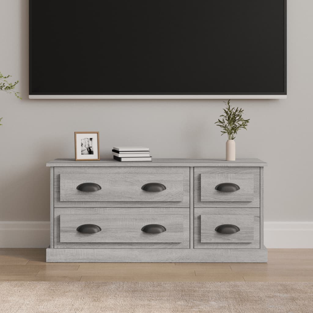 tv-bord 100x35,5x45 cm konstrueret træ grå sonoma-eg