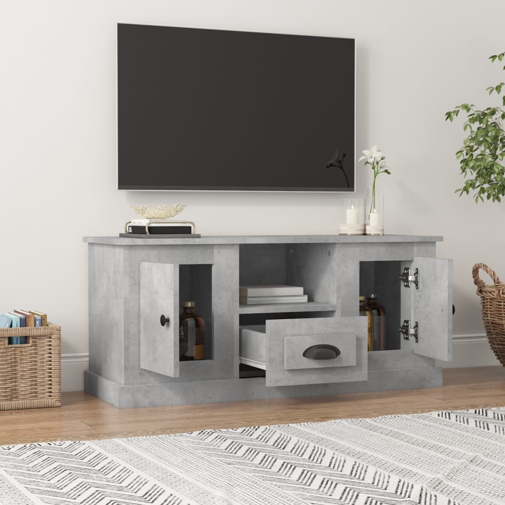 tv-bord 100x35,5x45 cm konstrueret træ betongrå