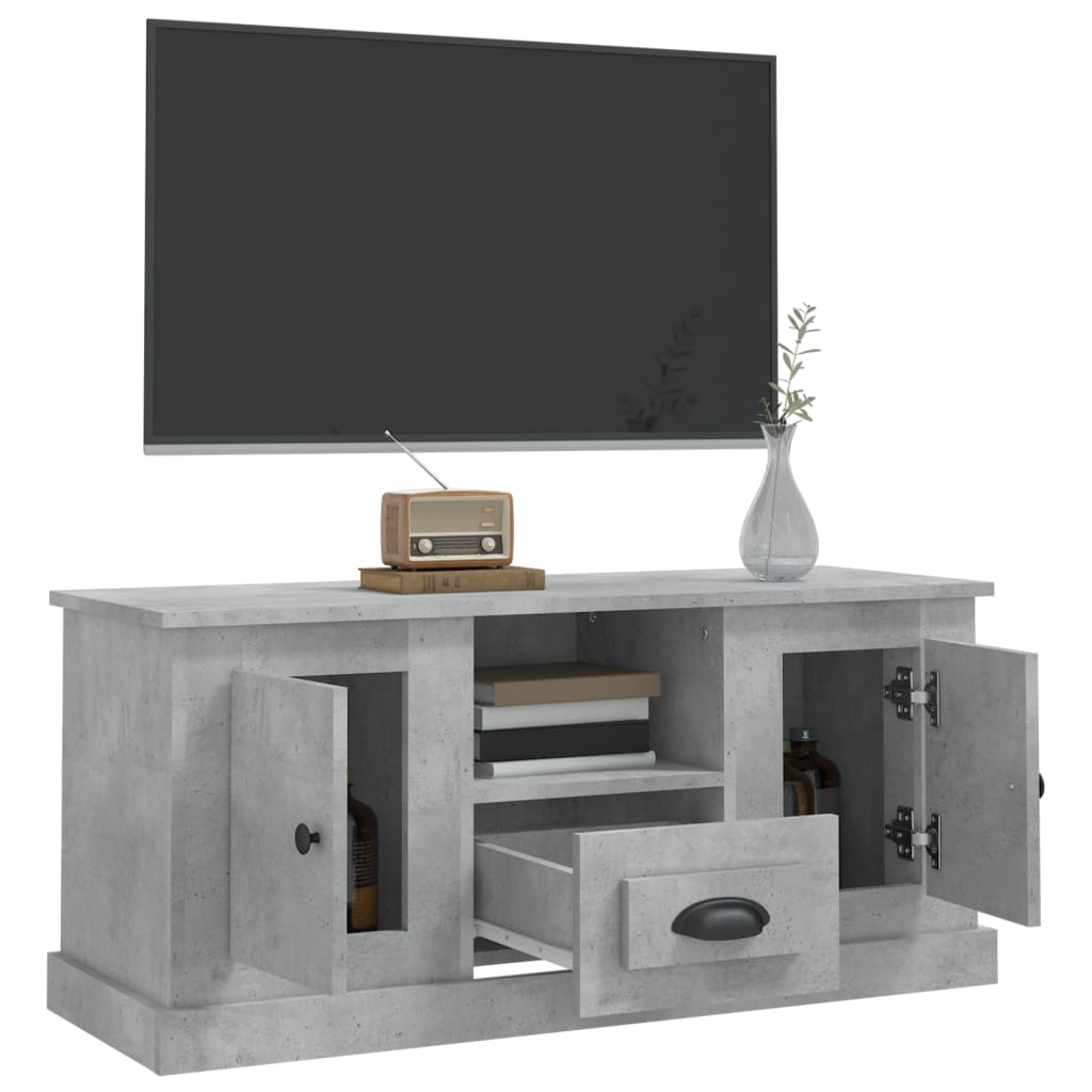 tv-bord 100x35,5x45 cm konstrueret træ betongrå