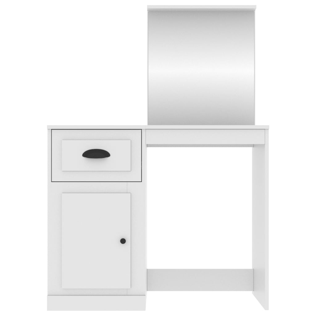 makeupbord med spejl 90x50x132,5 cm konstrueret træ hvid