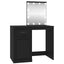 makeupbord med LED-lys 90x50x132,5 cm konstrueret træ sort