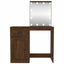 makeupbord med LED-lys 90x50x132,5 cm konstrueret træ brunt eg