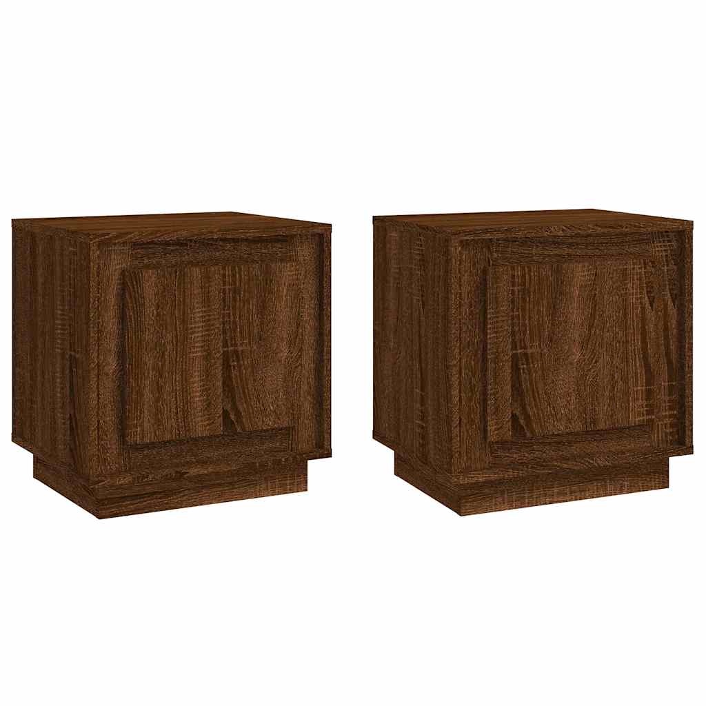 sengeborde 2 stk. 44x35x45 cm konstrueret træ brun egetræsfarve