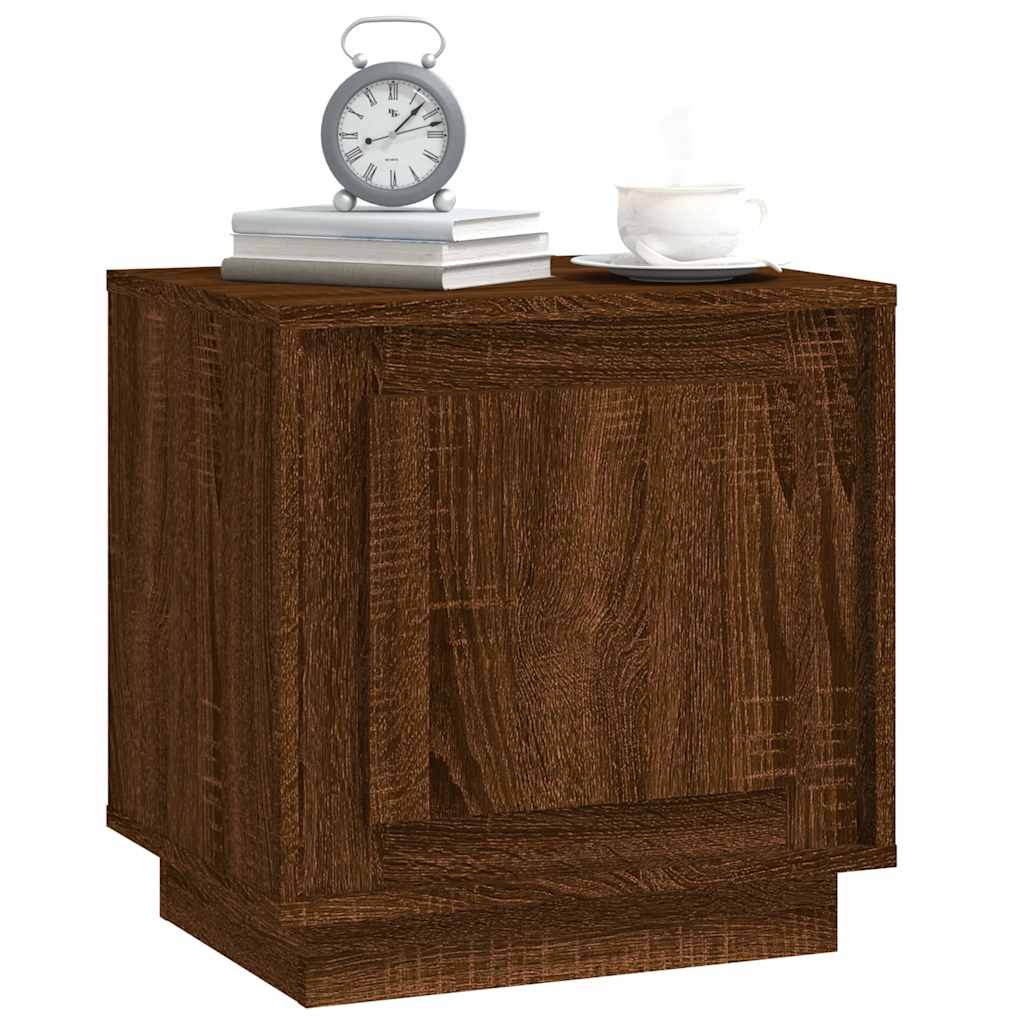 sengeborde 2 stk. 44x35x45 cm konstrueret træ brun egetræsfarve