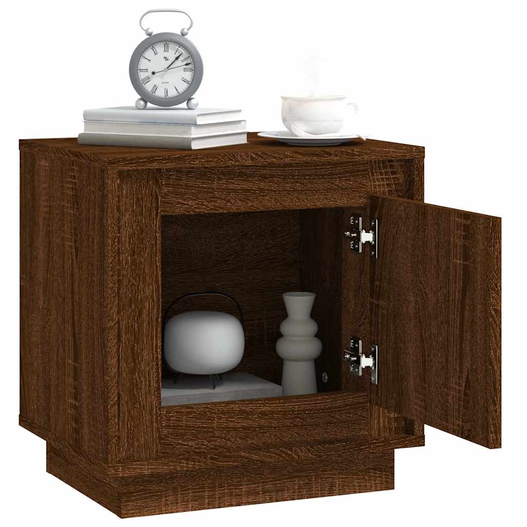 sengeborde 2 stk. 44x35x45 cm konstrueret træ brun egetræsfarve