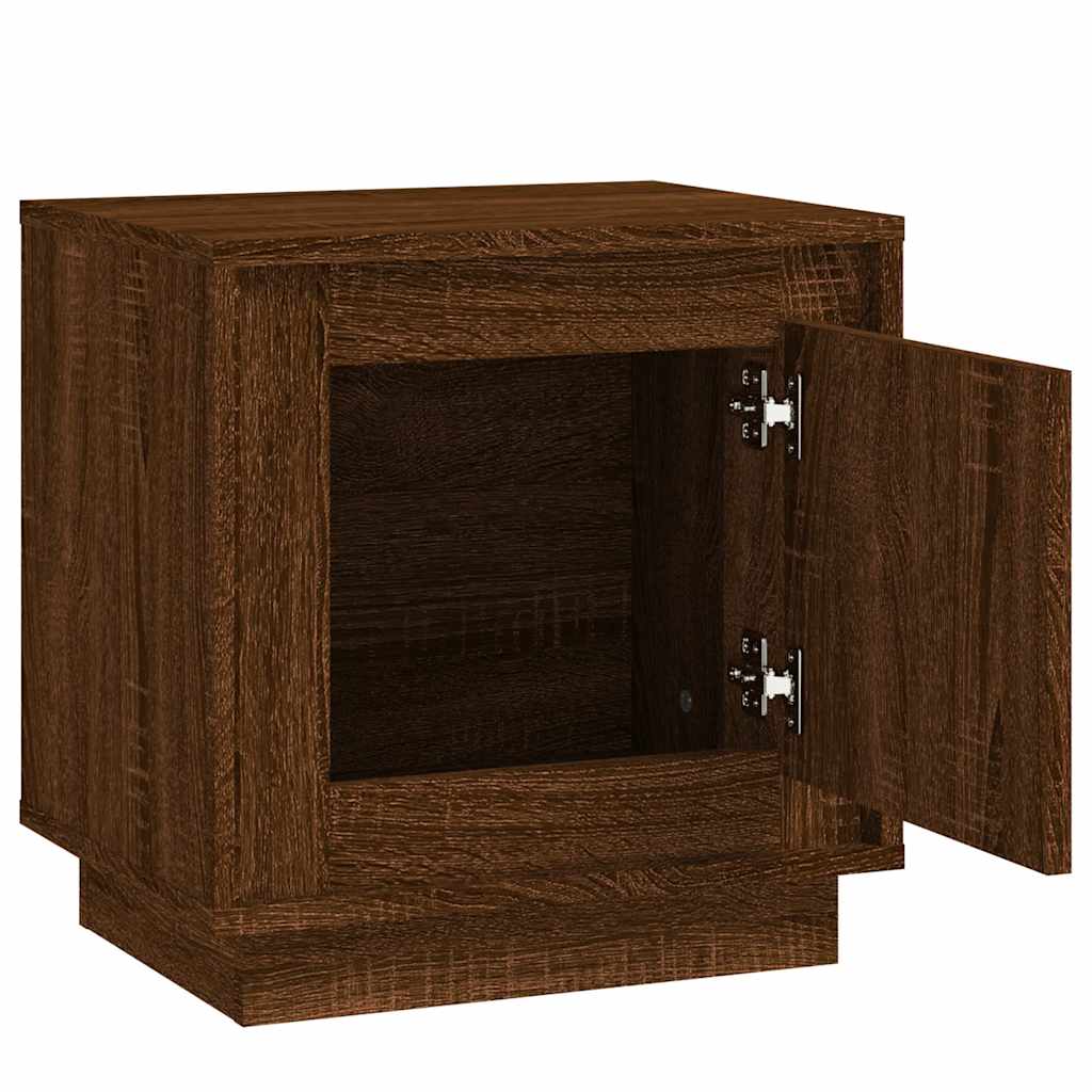 sengeborde 2 stk. 44x35x45 cm konstrueret træ brun egetræsfarve