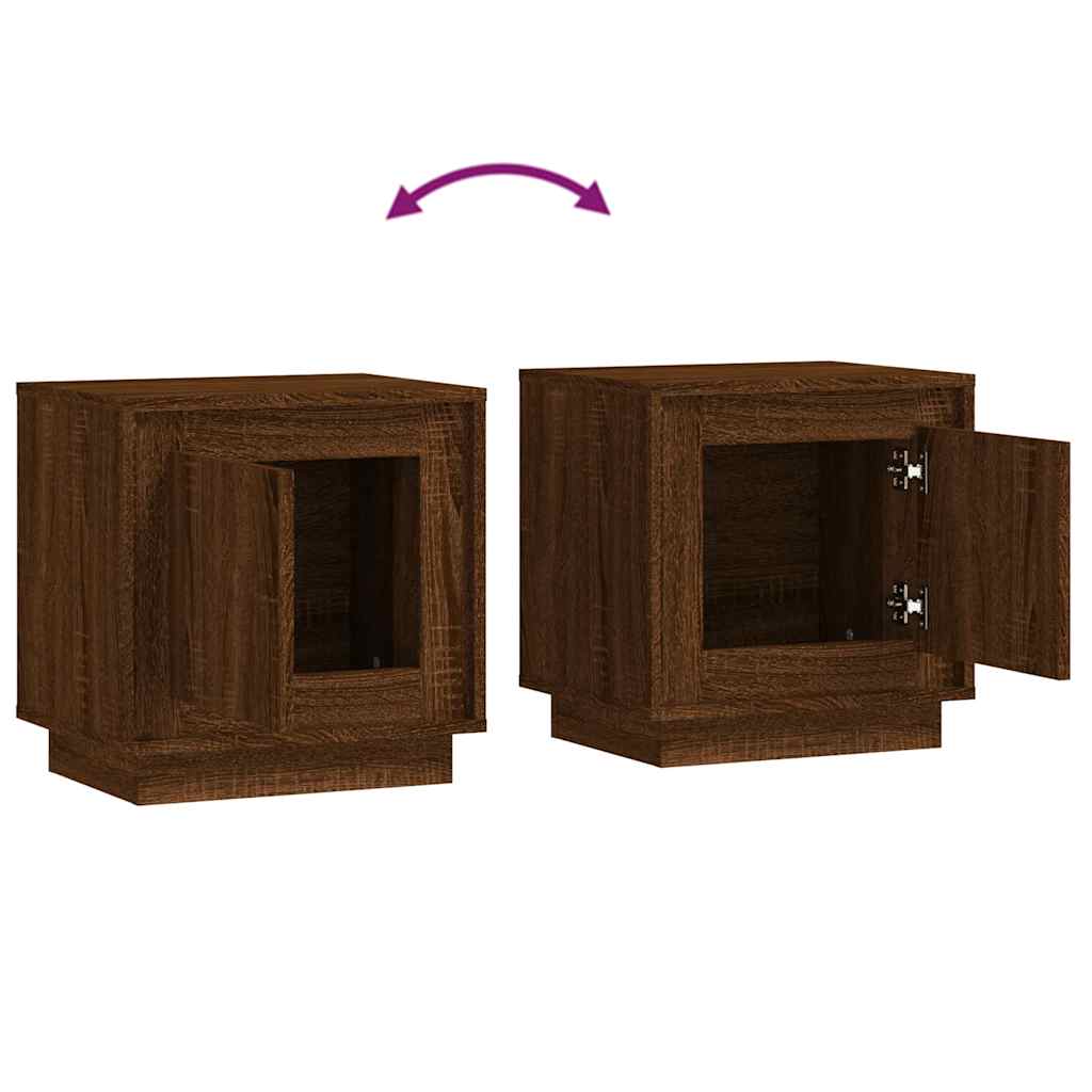 sengeborde 2 stk. 44x35x45 cm konstrueret træ brun egetræsfarve