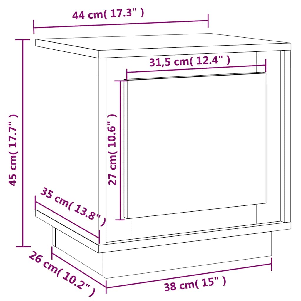 sengeborde 2 stk. 44x35x45 cm konstrueret træ brun egetræsfarve