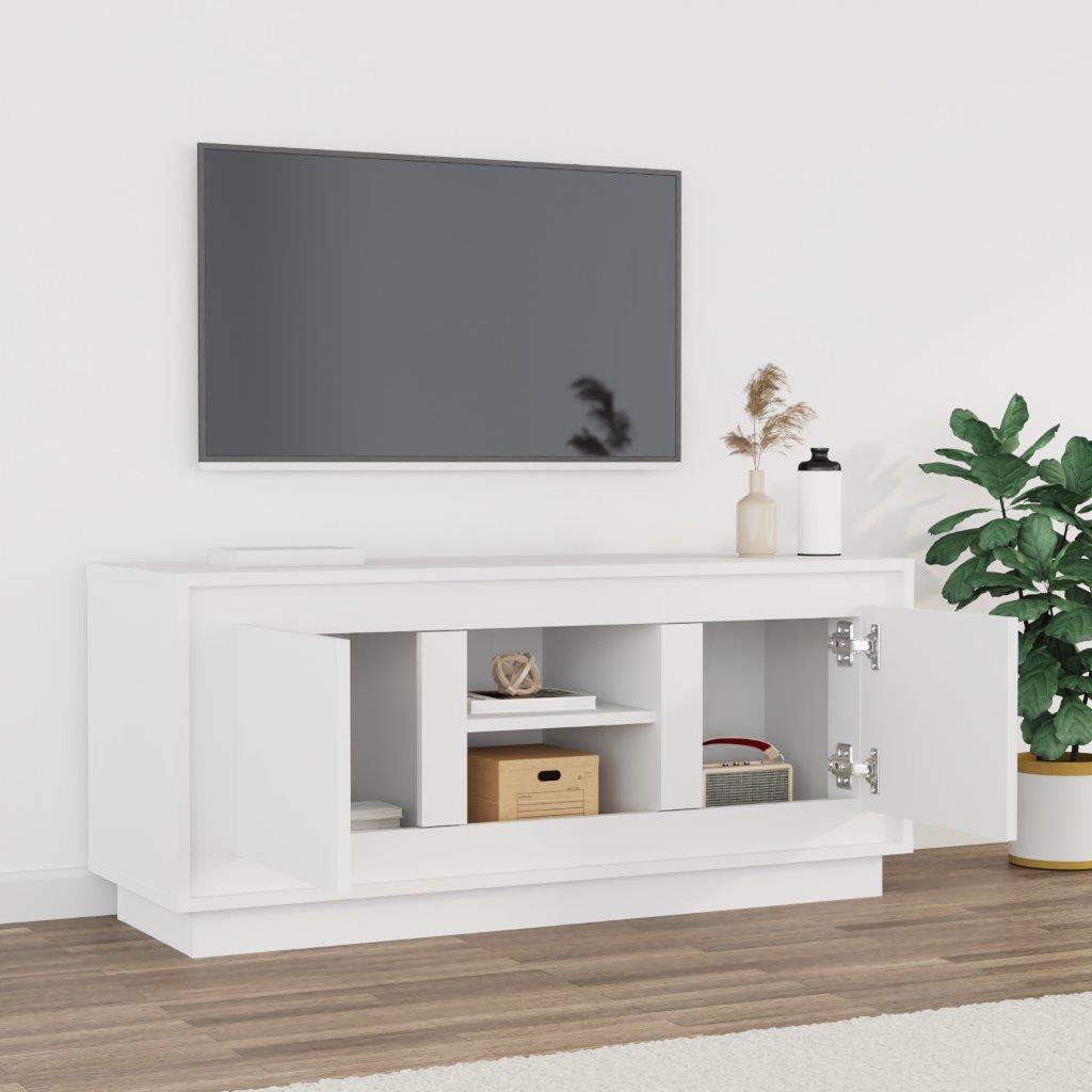 tv-bord 102x35x45 cm konstrueret træ hvid