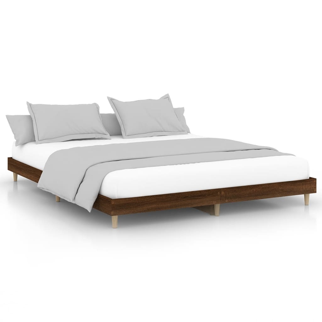 sengeramme uden madras 200x200 cm konstrueret træ brun eg