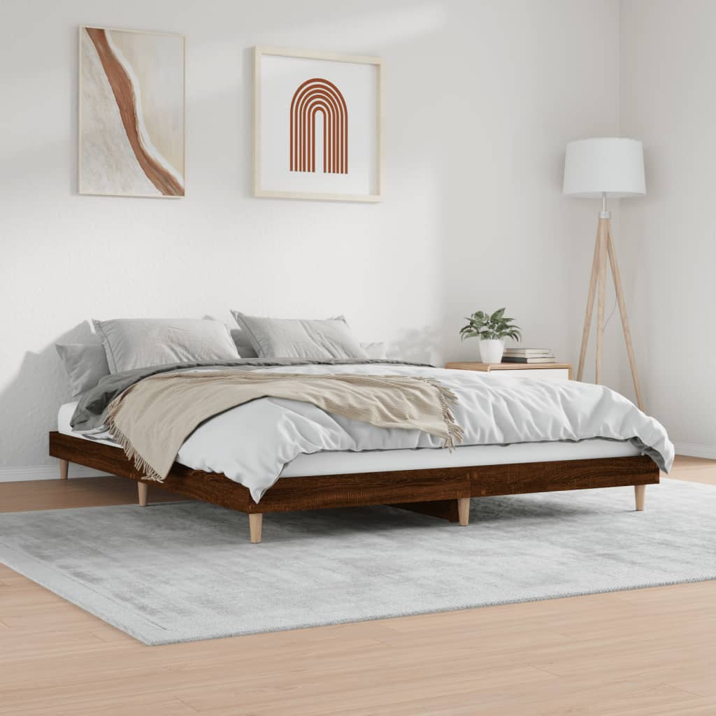 sengeramme uden madras 200x200 cm konstrueret træ brun eg