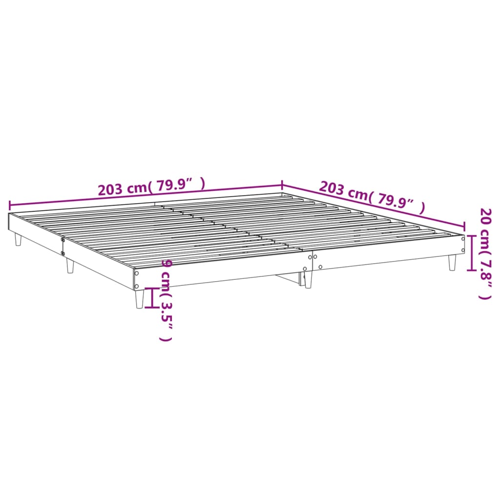 sengeramme uden madras 200x200 cm konstrueret træ brun eg