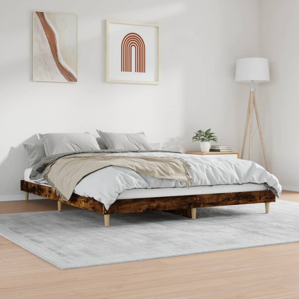 sengeramme 150x200 cm uden madras konstrueret træ røget eg