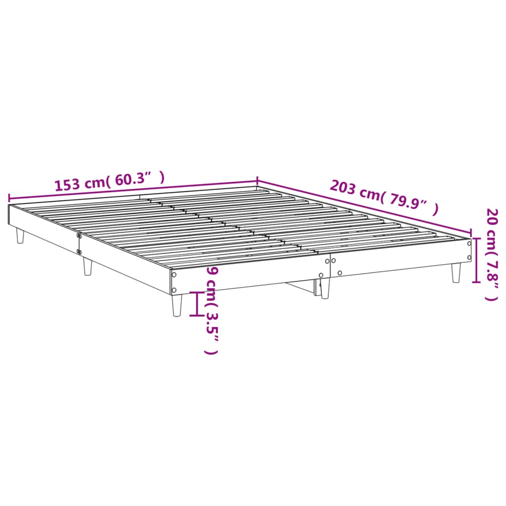 sengeramme 150x200 cm uden madras konstrueret træ røget eg
