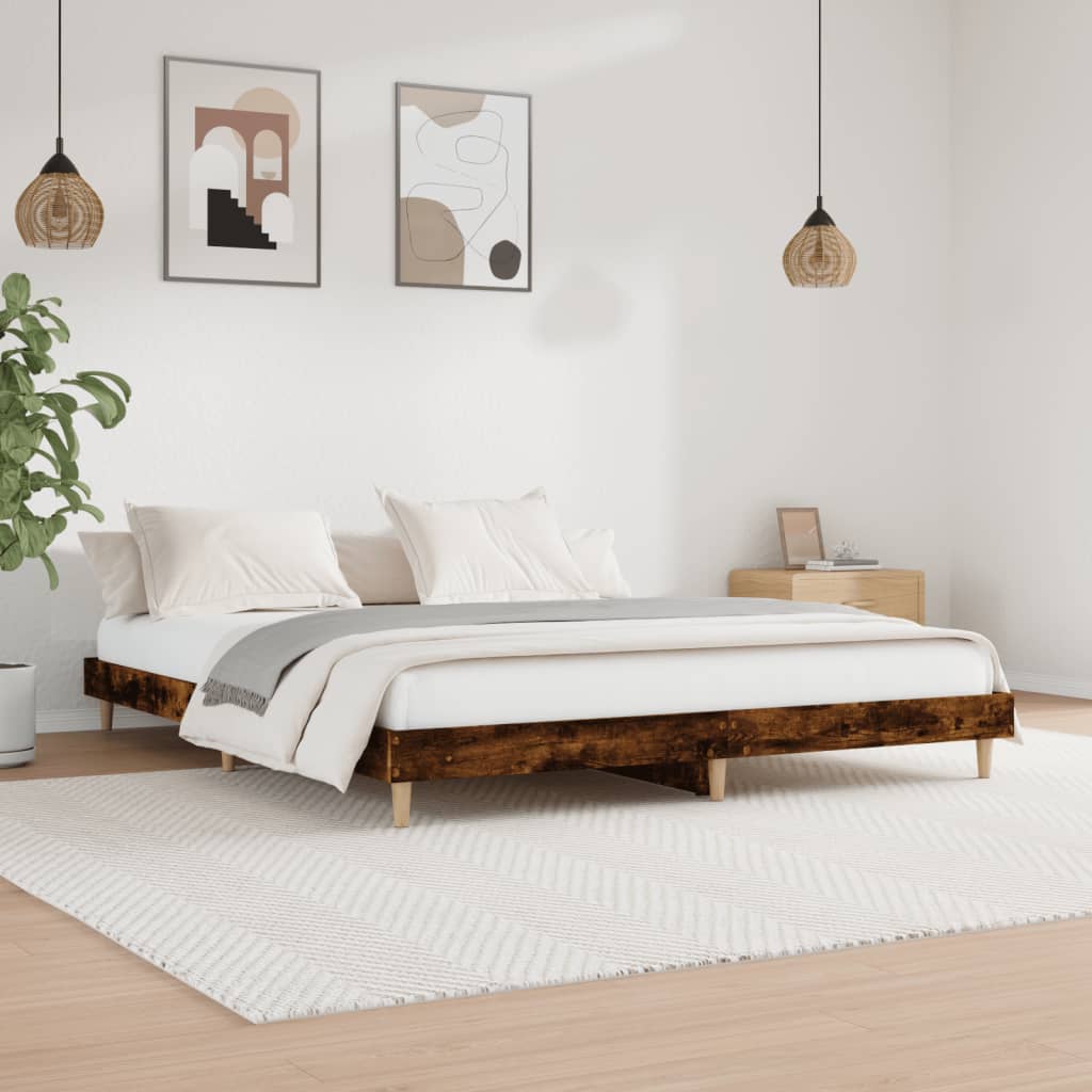 sengeramme 150x200 cm uden madras konstrueret træ røget eg