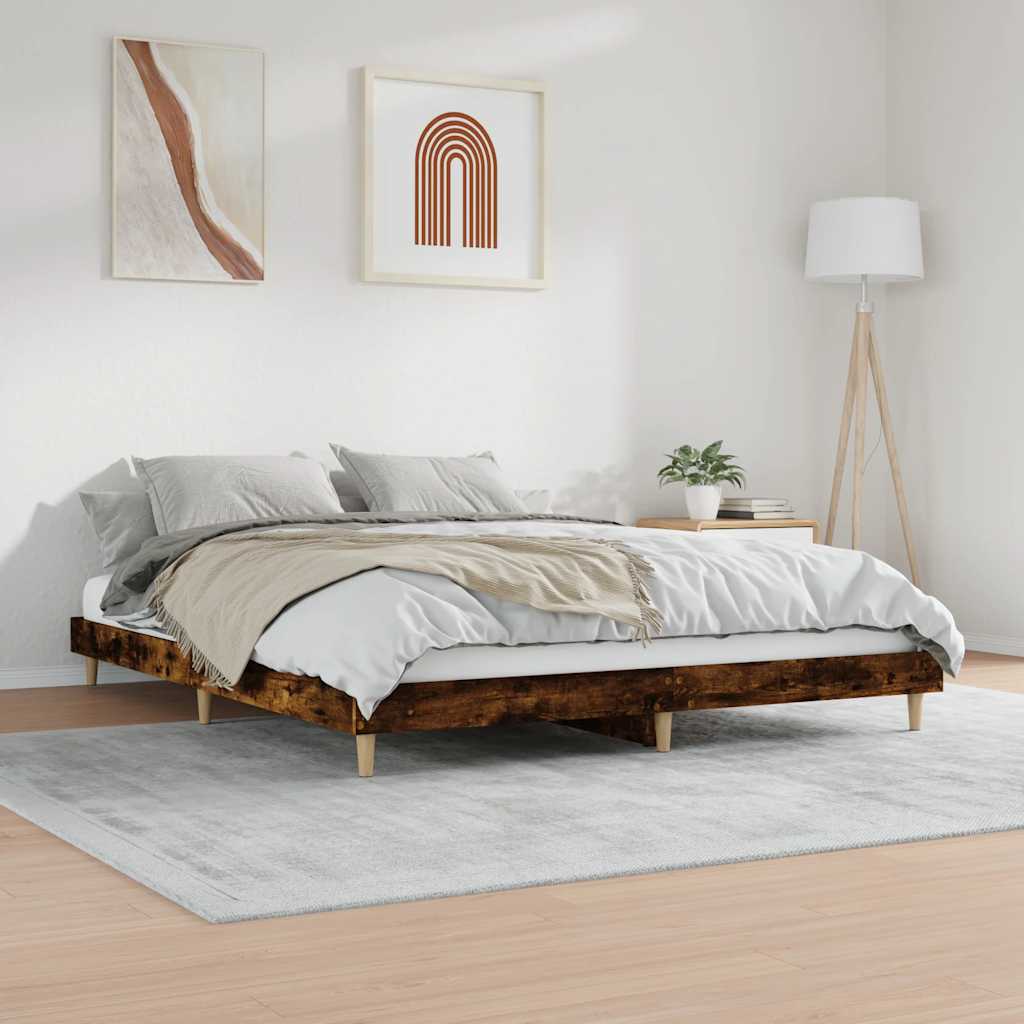 sengeramme 120x200 cm uden madras konstrueret træ røget eg