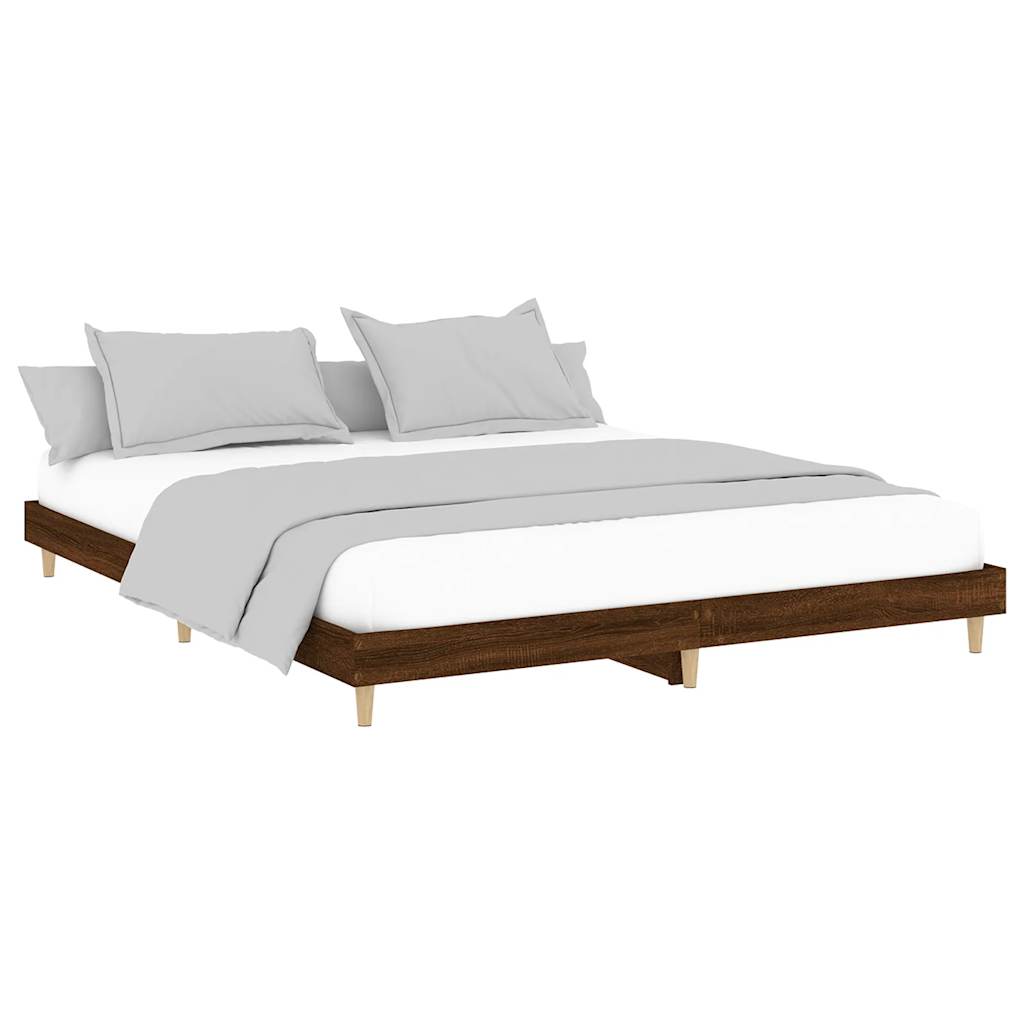 sengeramme 120x200 cm uden madras konstrueret træ brunt eg