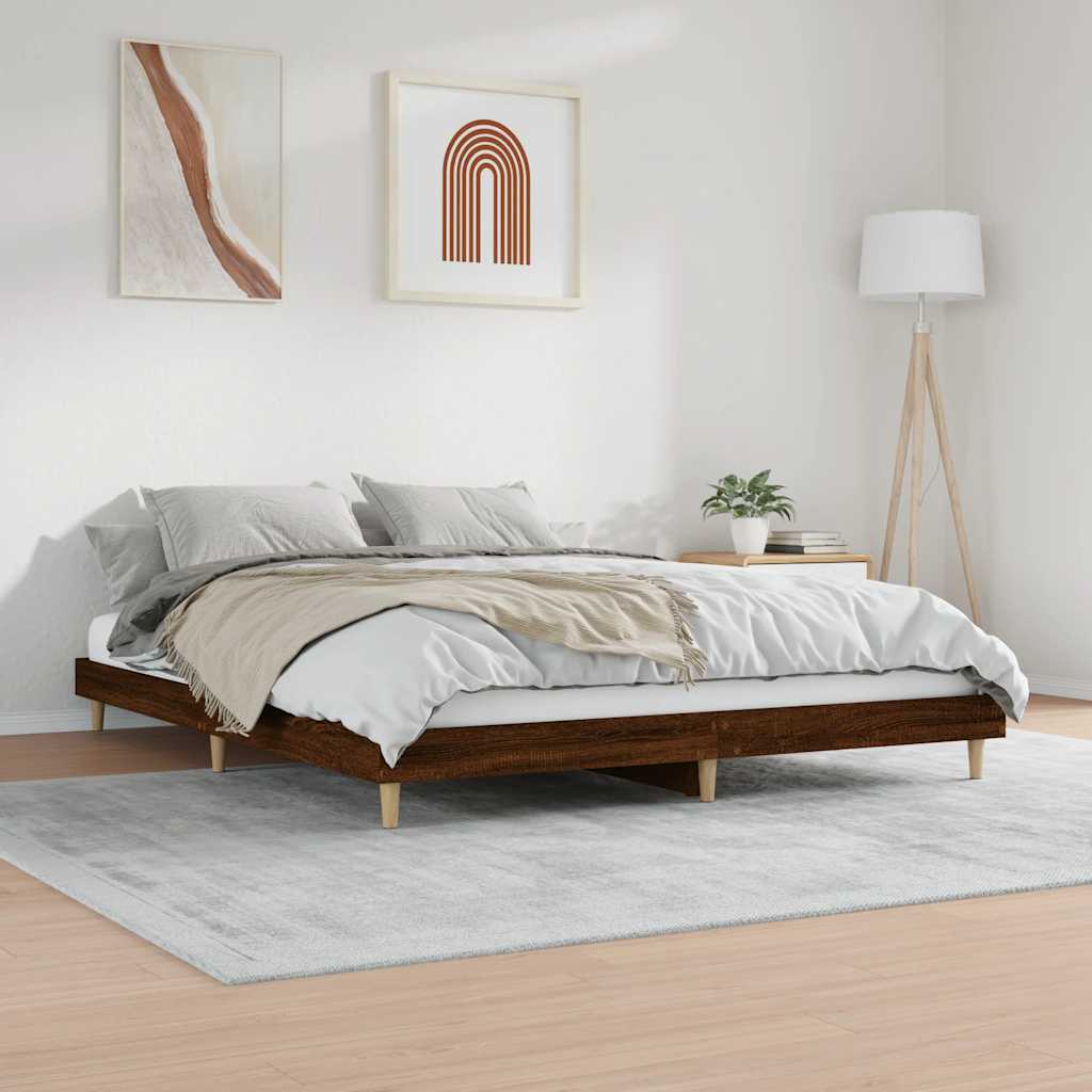 sengeramme 120x200 cm uden madras konstrueret træ brunt eg