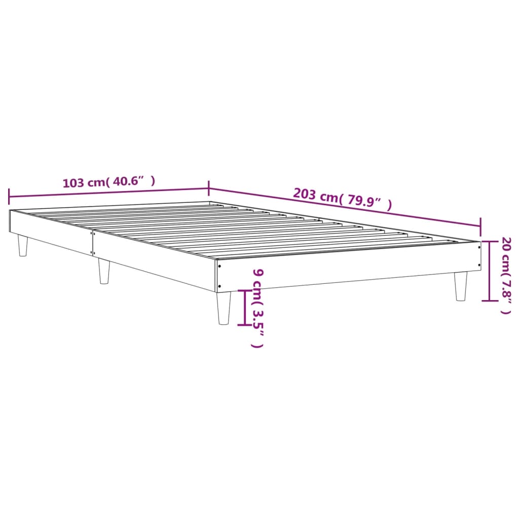 sengeramme 100x200 cm uden madras konstrueret træ røget eg
