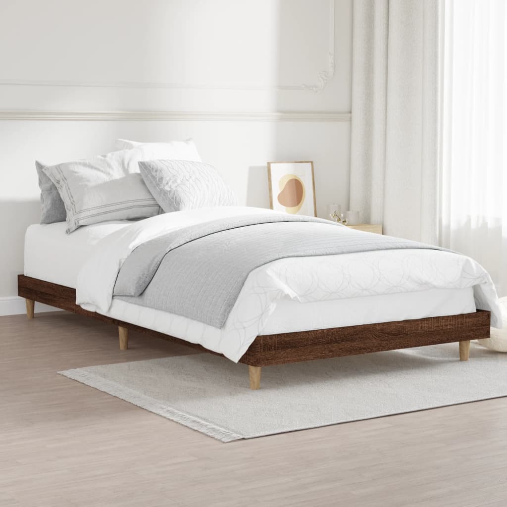 sengeramme 90x200 cm uden madras konstrueret træ brunt eg