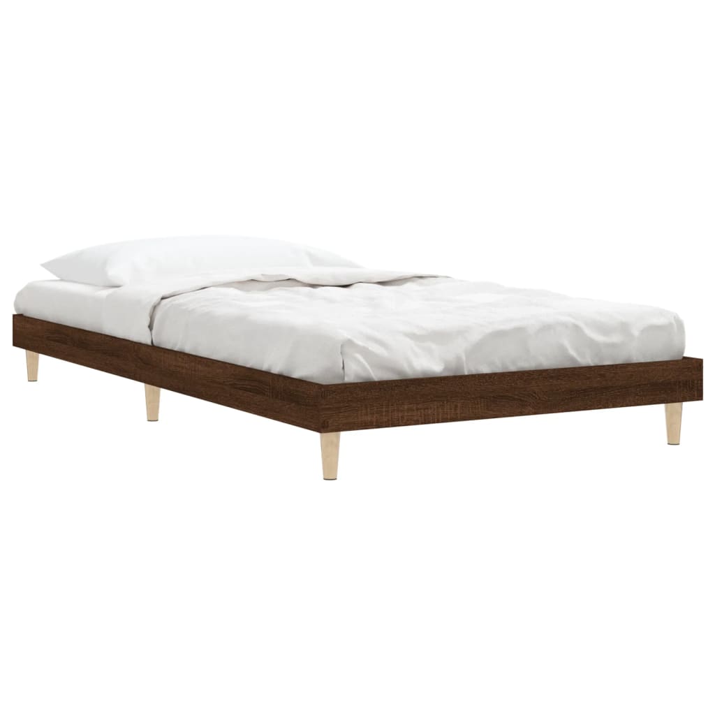 sengeramme 90x200 cm uden madras konstrueret træ brunt eg