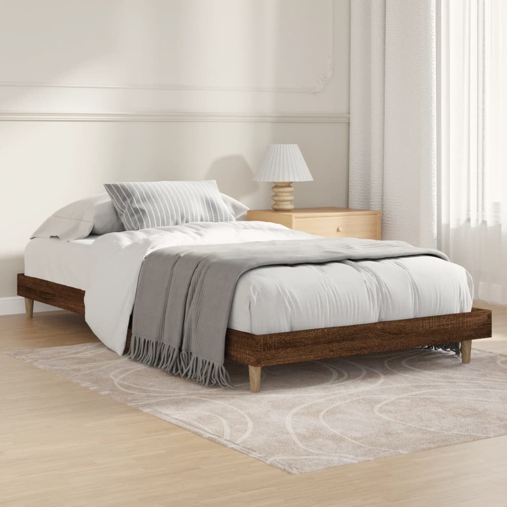 sengeramme 90x200 cm uden madras konstrueret træ brunt eg