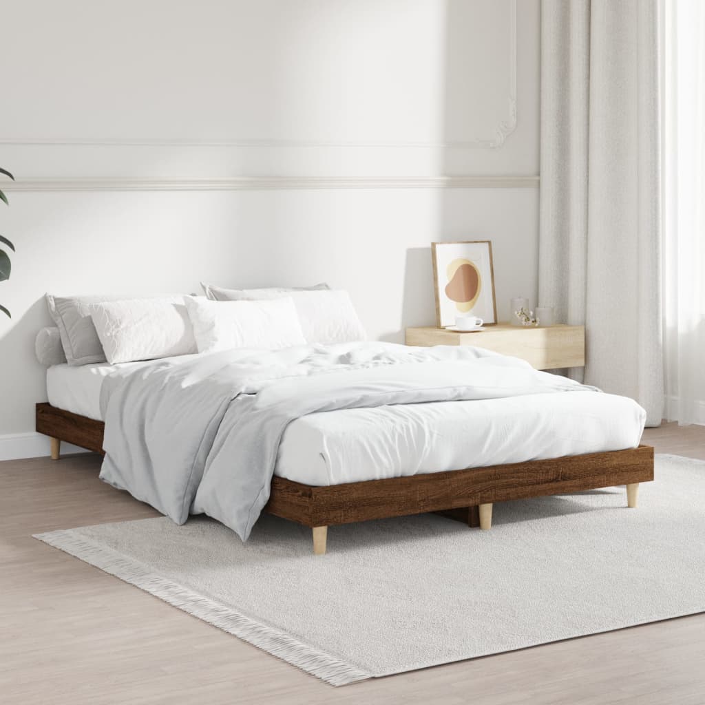 sengeramme 120x190 cm uden madras konstrueret træ brunt eg