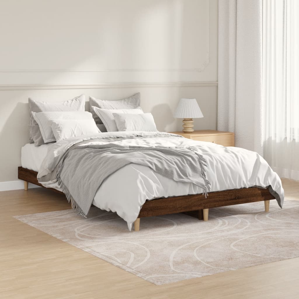 sengeramme 120x190 cm uden madras konstrueret træ brunt eg