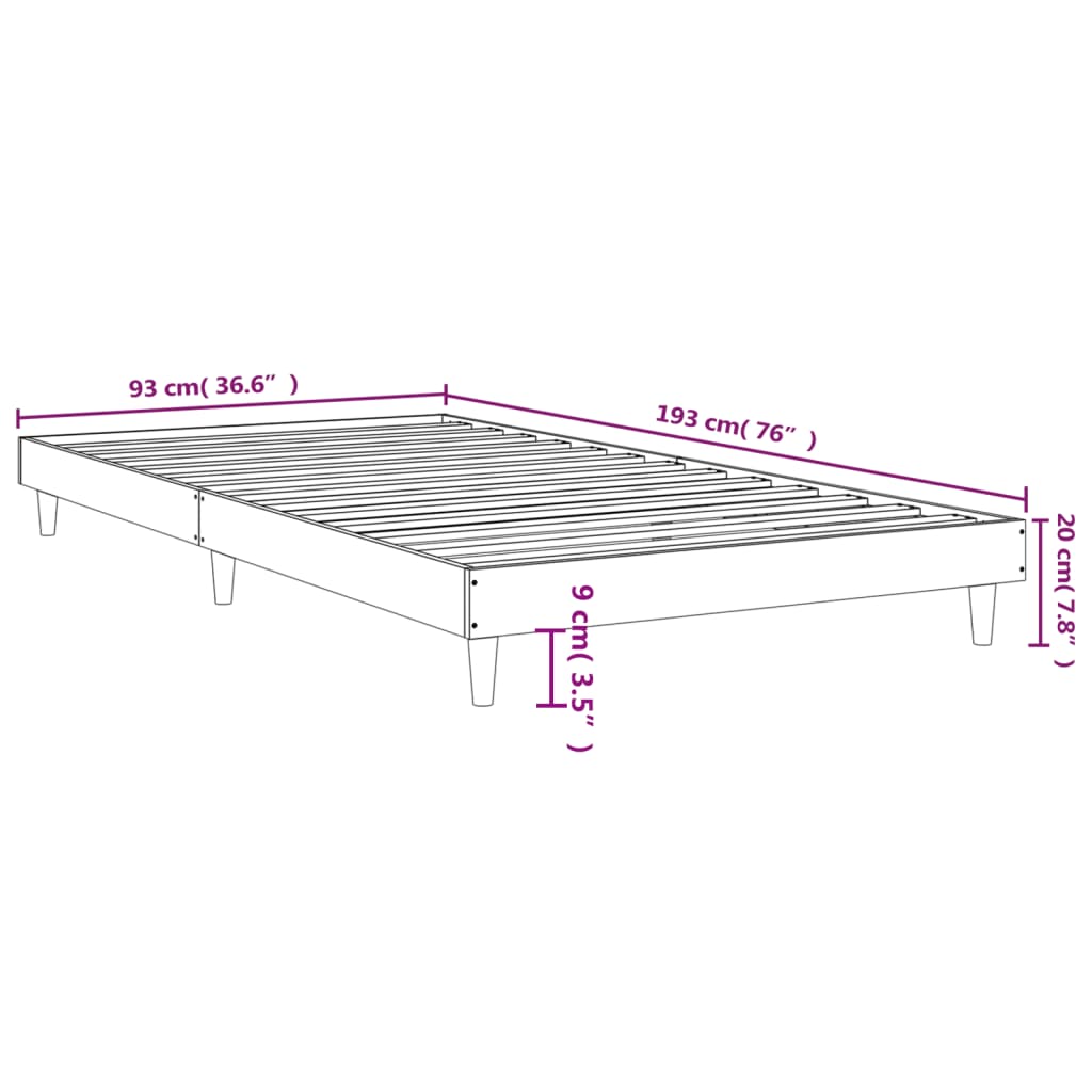 sengeramme 90x190 cm uden madras konstrueret træ røget eg