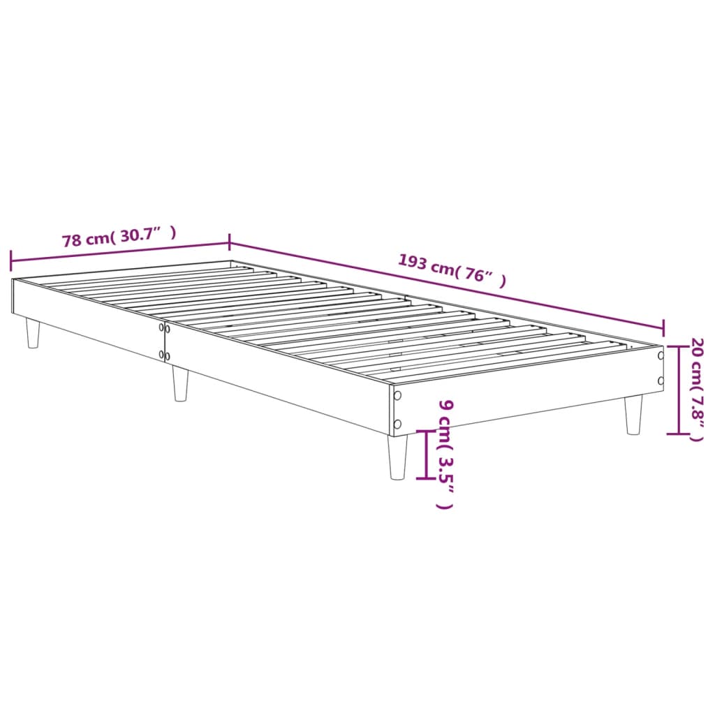 sengeramme 75x190 cm konstrueret træ hvid