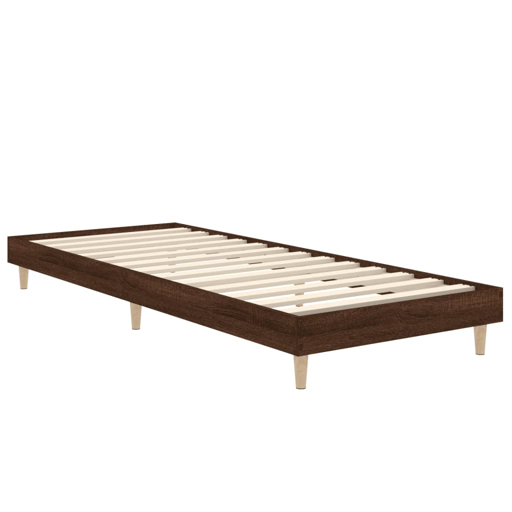 sengeramme 75x190 cm uden madras konstrueret træ brunt eg